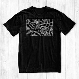 Abstract Wireframe Grid T-Shirt | Minimal Geometric Line Art Tee | Futuristic 3D